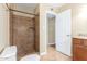 Bathroom with shower, toilet and granite vanity at 9607 N 41St Dr, Phoenix, AZ 85051