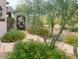 Landscaped pathway to the entry of the home with ornate gate at 29305 N 146Th St, Scottsdale, AZ 85262