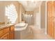Luxurious bathroom with soaking tub, walk-in shower, and double vanities at 26807 N 56Th St, Scottsdale, AZ 85266