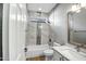 Clean bathroom featuring a bathtub, toilet and modern vanity at 1873 W Dion Dr, Anthem, AZ 85086