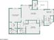 Two bedroom floor plan with balcony and kitchen at 930 N Mesa Dr # 2073, Mesa, AZ 85201