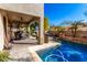 Spacious pool and patio with dining and seating areas at 6825 E Pearl St, Mesa, AZ 85207