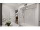Modern bathroom with a walk-in shower and marble vanity at 7500 E Mccormick Pkwy # 11, Scottsdale, AZ 85258