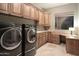 Convenient laundry room with ample storage, built-in workspace, and modern appliances at 10532 N Crestview Dr, Fountain Hills, AZ 85268