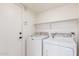 Laundry room with washer, dryer, and shelving at 1203 E Muriel Dr, Phoenix, AZ 85022
