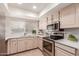 Modern kitchen with stainless steel appliances and light cabinets at 2664 W Ocaso Cir, Mesa, AZ 85202