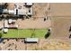 Aerial view of the property showing the layout of the stables and arenas at 22808 S 132Nd St, Chandler, AZ 85249