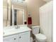 Clean bathroom with a white vanity and shower/tub combo at 5 E Zinnia Pl, San Tan Valley, AZ 85143