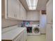 Laundry room with washer, dryer, and extra storage cabinets at 15489 N Ridgeview Rd, Sun City, AZ 85351