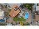 Stunning aerial view of the property showcasing the pool, patio, and well-manicured backyard at 7804 W Pershing Ave, Peoria, AZ 85381