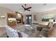 Living room with fireplace, built-ins and pool access at 21893 N 78Th St, Scottsdale, AZ 85255