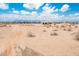 Home exterior showcasing the expansive lot with desert landscaping and distant mountain views at 25519 W Brookhart Way, Wittmann, AZ 85361
