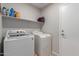 Functional laundry room with washer, dryer, and storage shelves at 2602 W Roeser Rd, Phoenix, AZ 85041