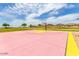 Well-maintained outdoor basketball court with pink and yellow markings at 30358 N Juniper Dr, Florence, AZ 85132