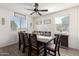 Bright dining area with table, chairs, and ceiling fan at 30358 N Juniper Dr, Florence, AZ 85132