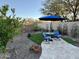 Landscaped backyard with artificial turf and patio seating at 31655 N 131St Ave, Peoria, AZ 85383