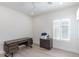 Home office with wood desk, printer and window with plantation shutters at 10359 E Morning Star Dr, Scottsdale, AZ 85255