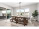 Bright dining room with sliding glass doors leading to the backyard and pool at 10712 E Trillium Ave, Mesa, AZ 85212