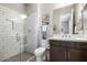 Modern bathroom with a walk-in shower, vanity, and toilet at 3015 E Daley Ln, Phoenix, AZ 85050