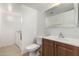 Clean bathroom with a vanity, toilet and shower/tub combo at 3511 E Baseline Rd # 1210, Phoenix, AZ 85042