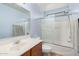 Bathroom with shower and tub, vanity, and mirror at 4572 E Silverbell Rd, San Tan Valley, AZ 85143