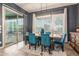 Bright dining area with teal chairs, wood table, and access to the backyard at 6251 E Bramble Berry Ln, Cave Creek, AZ 85331