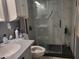 Bathroom with a large walk-in shower, toilet, and vanity at 720 N 82Nd St # E210, Scottsdale, AZ 85257