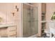 Clean bathroom with shower stall and built-in shelving at 7807 E Main St # Cc-106, Mesa, AZ 85207