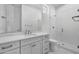 Modern bathroom with white subway tile and quartz vanity at 14846 E Valley Vista Dr, Fountain Hills, AZ 85268