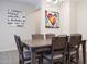 Bright dining room with large wooden table and six chairs, and artwork at 2052 N Montclair Ln, Casa Grande, AZ 85122