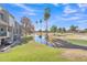 View of waterway, golf course, and palm trees from a patio at 2524 S El Paradiso Dr # 74, Mesa, AZ 85202