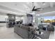 Open floor plan living room and kitchen with large sliding doors opening to the pool at 33214 N 14Th St, Phoenix, AZ 85085