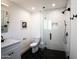 Clean bathroom with white tile shower and hexagon floor at 4525 N 82Nd St, Scottsdale, AZ 85251