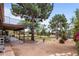 Spacious backyard with mature trees, patio, and grassy areas at 5271 E Shiprock St, Apache Junction, AZ 85119