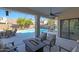 Relaxing backyard oasis with a sparkling pool and patio at 6406 E Helm Dr, Scottsdale, AZ 85254