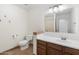 Bathroom with single vanity, toilet and shower at 1120 E Kael Cir, Mesa, AZ 85203