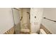 Bathroom with shower and built-in storage at 4054 E Clovis Cir, Mesa, AZ 85206