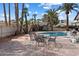 Backyard patio with pool and dining furniture at 4421 W Laurie Ln, Glendale, AZ 85302