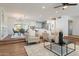 Open concept dining area with a modern chandelier and seating for six at 8732 E Valley Vista Dr, Scottsdale, AZ 85250