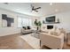 Modern living room with a fireplace and plenty of natural light at 8732 E Valley Vista Dr, Scottsdale, AZ 85250