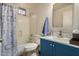 Clean bathroom with shower/tub combo and vanity at 8805 W Windrose Dr, Peoria, AZ 85381