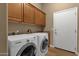 Convenient laundry room with washer, dryer, and cabinets at 10254 N Demaret Dr, Fountain Hills, AZ 85268