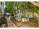 Landscaped backyard with stone pathway and lush greenery at 1321 E Bayview Dr, Tempe, AZ 85283