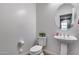 Clean and updated half bathroom with pedestal sink at 2056 W El Cortez Trl, Phoenix, AZ 85085