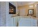 Walk in shower next to a fireplace and bathtub at 4222 E Mclellan Cir # 7, Mesa, AZ 85205