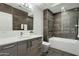 Bathroom with modern vanity and bathtub at 7120 E Kierland Blvd # 218, Scottsdale, AZ 85254