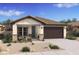 One-story home with a brown garage door and teal accents at 16500 N Dante Way, Maricopa, AZ 85138