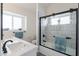 Modern bathroom with bathtub, double vanity, and subway tile at 3930 W Saragosa W St, Chandler, AZ 85226