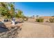 Backyard with mature fruit trees and gravel at 9814 W Cedar Dr, Sun City, AZ 85351
