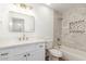 Modern bathroom with white vanity and hexagon tile accents at 1243 N Terripin --, Mesa, AZ 85207